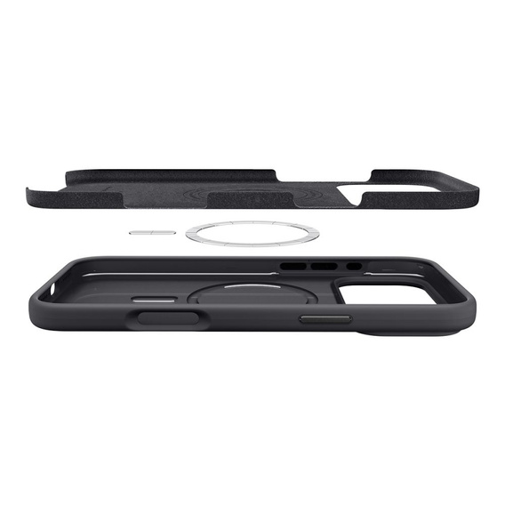 Spigen tok iPhone 17 Pro készülékhez, szilikonos MagSafe illeszkedés, fekete