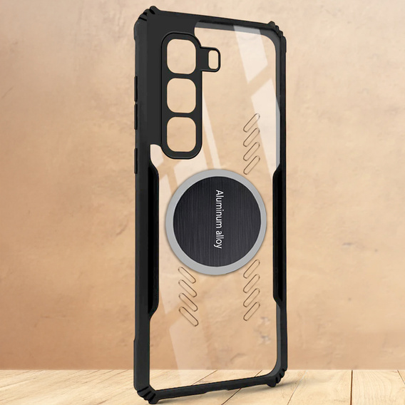 Tok Infinix Hot 50 Pro+ 4G, mágneses lemezzel, átlátszó / fekete