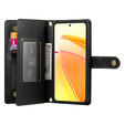 Pattintható tok a Oppo Reno 13 5G, Wallet Zipper Pocket, fekete