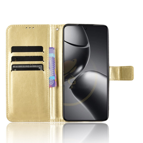Pattintható tok a Xiaomi 14T Pro, Crazy Horse Wallet, arany