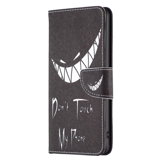 Pattintható tok a Infinix Hot 30, Wallet, Don't Touch My Phone, fekete