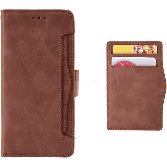 Pattintható tok a Xiaomi Poco F6, Card Slot, barna