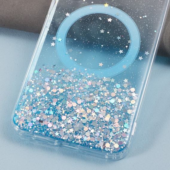 Tok Samsung Galaxy S24, Glittery, MagSafe-hoz, kék
