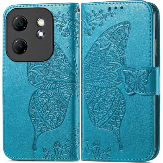 Pattintható tok a Infinix Hot 50i 4G, Butterfly, kék