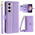 Pattintható tok a Samsung Galaxy S23, Wallet Zipper Pocket, lila