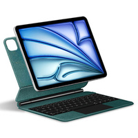 Billentyűzet tok iPad Air 13" 2024, Magnetic Keyboard Touchpad, zöld