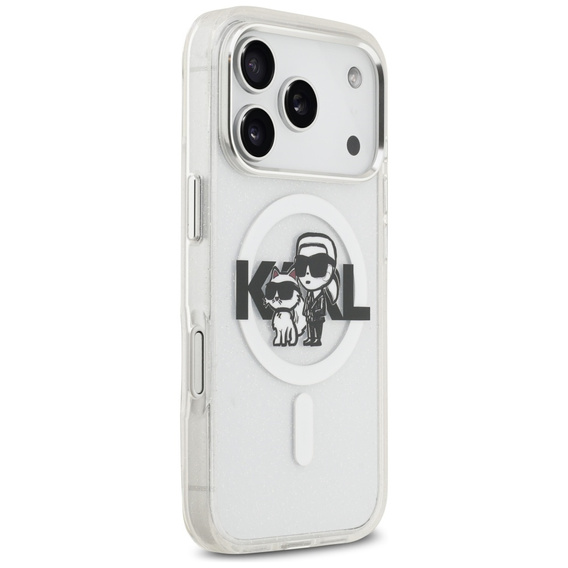 Karl Lagerfeld IML Glitter Karl és Choupette MagSafe tok iPhone 17 Pro készülékhez