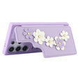 Tok Samsung Galaxy S25 Ultra, Leather Flower Card Slot, lila