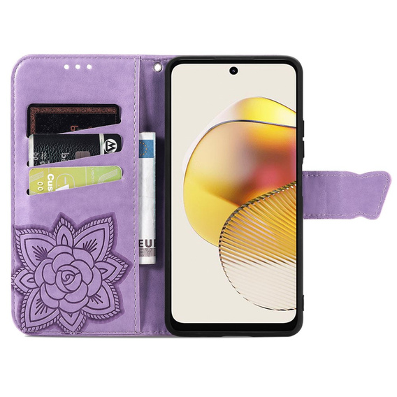 Pattintható tok a Motorola Moto G73 5G, Butterfly, lila