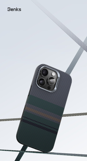 BENKS Kevlar Magnetic Armor Pro Aurora 600D B062 tok MagSafe-hez iPhone 15 Pro Max készülékekhez