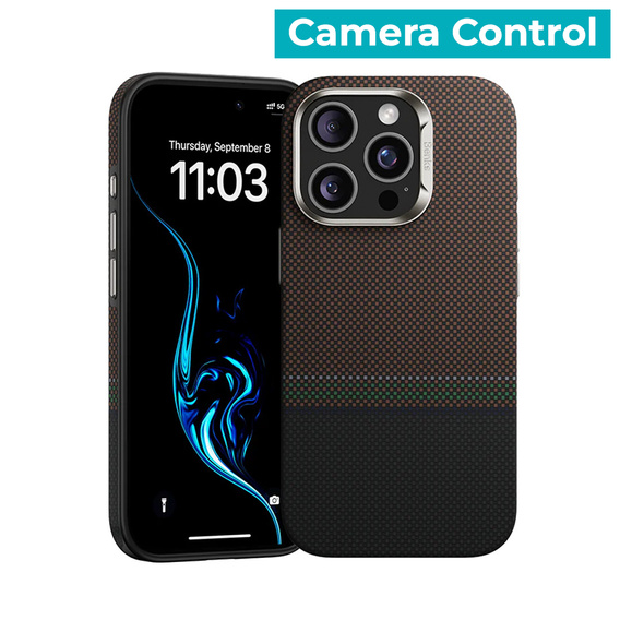 BENKS Kevlar Magnetic Armor Pro Prestige 600D Y065 tok MagSafe aktív gombbal az iPhone 16 Pro készülékhez