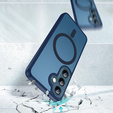 Tok Samsung Galaxy S25-hoz, MagSafe, ERBORD Matt Case, tengerészkék + képernyőüveg