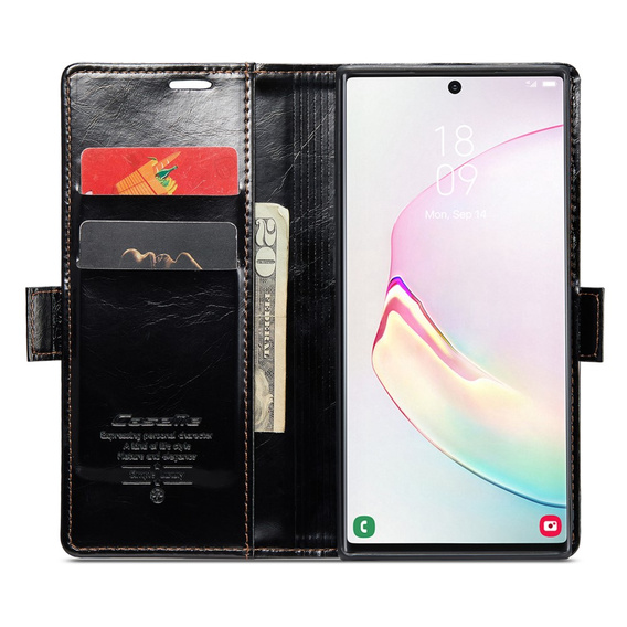 CASEME flip tok Samsung Galaxy Note 10 Plus, Waxy Textured, fekete