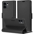 Tok Oppo Reno 13F / Oppo Reno 13FS, ERBORD Glossy Litchi, pénztárca patenttal, fekete