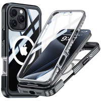 Tok iPhone 16 Pro Max-hoz, Shockproof, üveggel, MagSafe-hoz, fekete