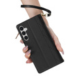 Flap tok Samsung Galaxy A56 5G, Rhombus Crossbody Leather, fekete