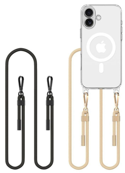 Tok zsinórral iPhone 16-hoz, ERBORD MagSafe, átlátszó + képernyőüveg