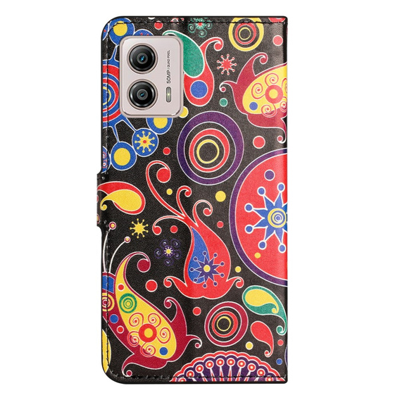 Pattintható tok a Motorola Moto G53 5G / G23 / G13, Wallet, colorful jellyfish, fekete