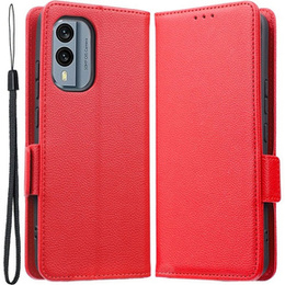 Pattintható tok a Nokia X30 5G, Wallet Litchi Magnet Case, piros