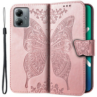 Pattintható tok a Motorola Moto G14, Butterfly, rózsaszín rose gold