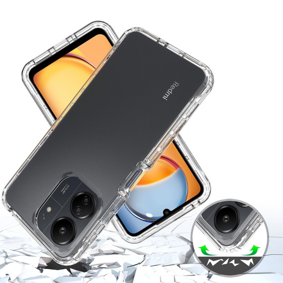 Tok Xiaomi Redmi 13C készülékhez, Shockproof, fóliával, átlátszó