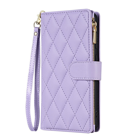 Flap tok Samsung Galaxy S25 Edge, Rhombus Crossbody Leather, lila
