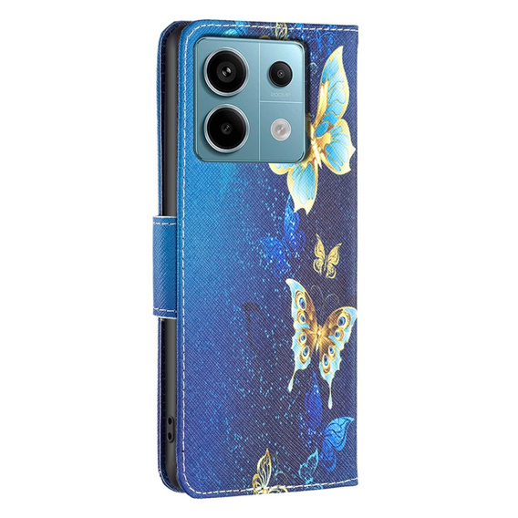 Pattintható tok a Xiaomi Redmi Note 13 Pro 5G, Wallet, Butterflies kék