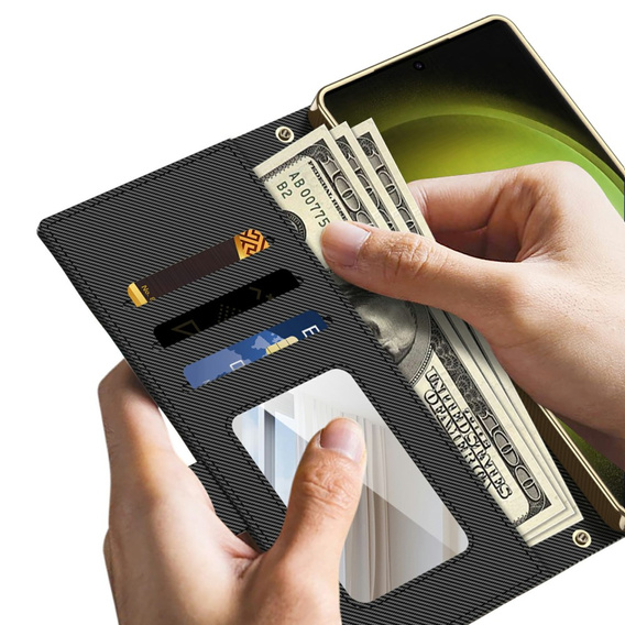 Flip tok Samsung Galaxy S23 Ultra készülékhez, GKK Mirror Wallet, fekete