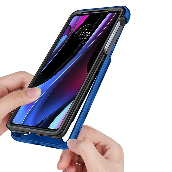 Tok Motorola Edge 30 Pro készülékhez, Shockproof, fóliával, kék