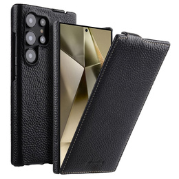 MELKCO flip tok Samsung Galaxy S25 Ultra-hoz, bőr, flip, fekete