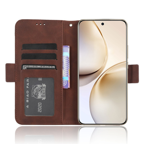 Pattintható tok a Realme 14 Pro 5G, Card Slot, barna