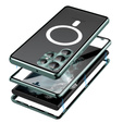 Magnetic Dual Glass MagSafe tok Samsung Galaxy S24 Ultra, zöld