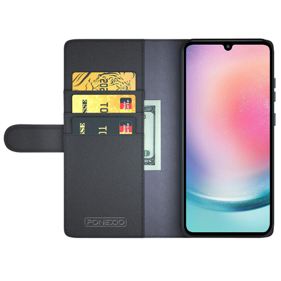 Pattintható tok Samsung Galaxy A25 5G, Split Leather, fekete