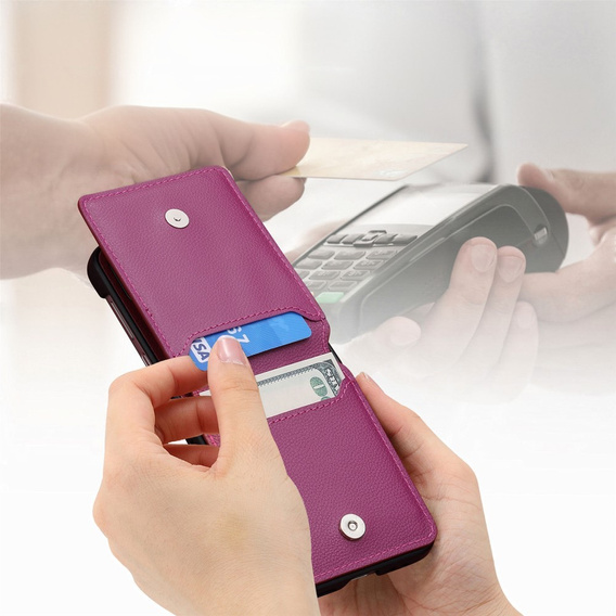Tok Samsung Galaxy Z Flip7 FE / Z Flip6, Card Slot Ring Case, lila