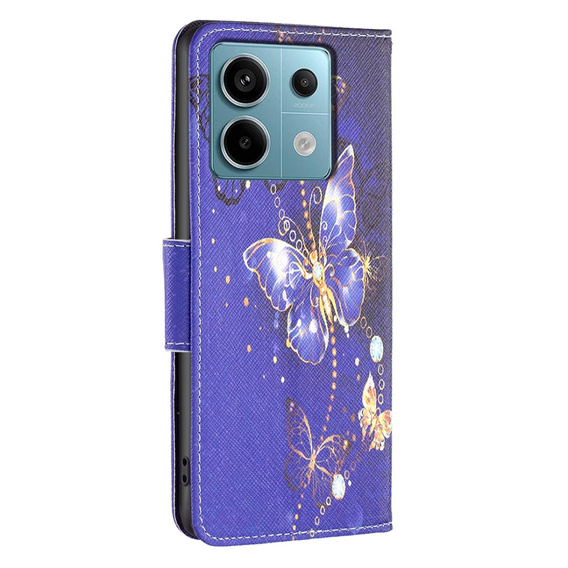 Pattintható tok a Xiaomi Redmi Note 13 Pro 5G, Wallet, Butterflies lila