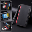 Pattintható tok a Xiaomi Redmi 14C / Xiaomi Poco C75, Wallet Zipper Pocket, fekete