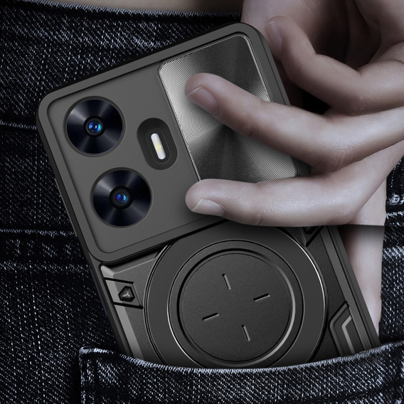 Páncélozott tok Realme C55, CamShield Slide, fekete