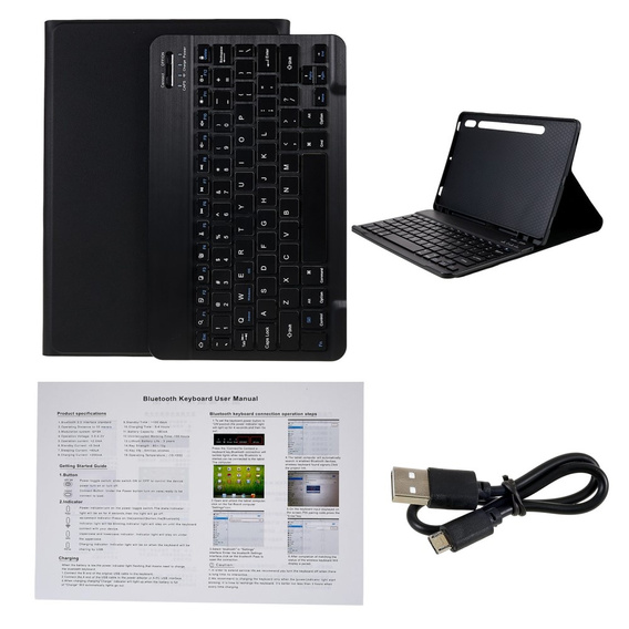 Tok + billentyűzet Samsung Galaxy Tab S7 T870/T875 / S8, Pen Slot, fekete