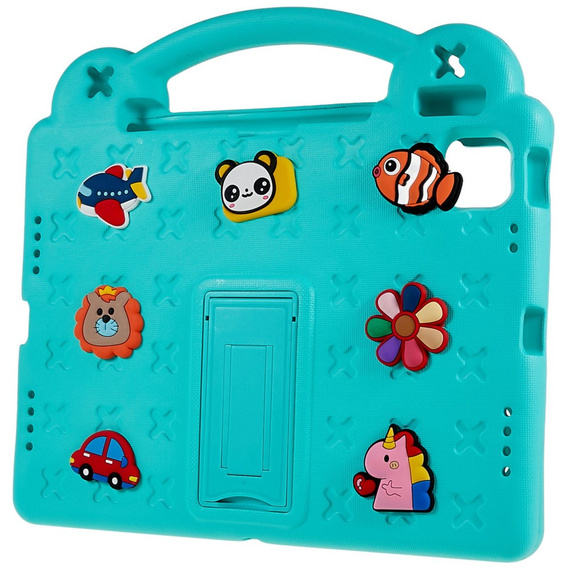 Gyermek tok Apple iPad Air 11" 6 gen. 2024, Cute Patterns, állvánnyal, zöld
