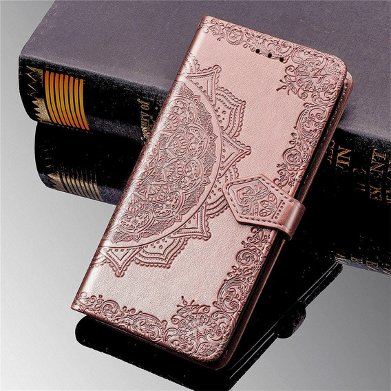 Pattintható tok a Motorola Moto E20/E30/E40, Mandala, rózsaszín rose gold