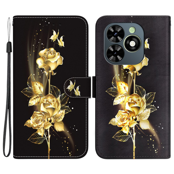 Pattintható tok a Infinix Hot 40i, Wallet, Butterfly rose