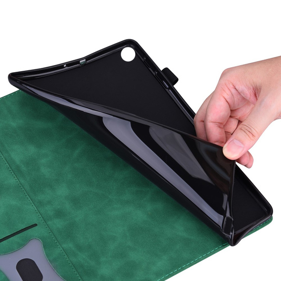 Tok Samsung Galaxy Tab S10 FE+ Plus, Classic, tolltartóval, zöld