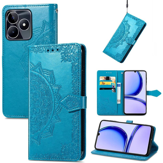Pattintható tok a Realme Note 50, Mandala, kék