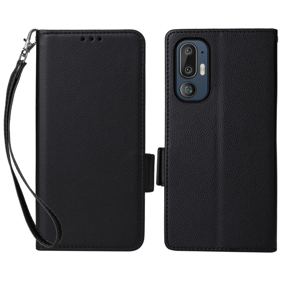 Telefontok a HTC U24 Pro 5G, Wallet Litchi Leather, fekete