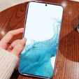tok Samsung Galaxy S22, csillogó virág, rózsaszín rose gold