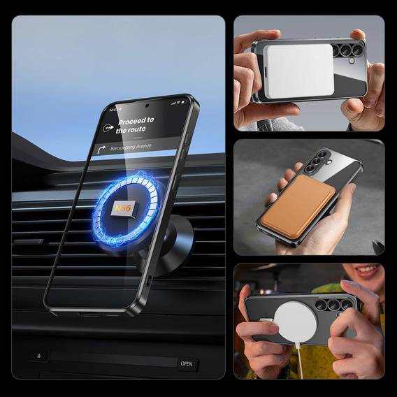 Tok Samsung Galaxy A36-hoz, Electro MagSafe, fekete + üveg a képernyőhöz