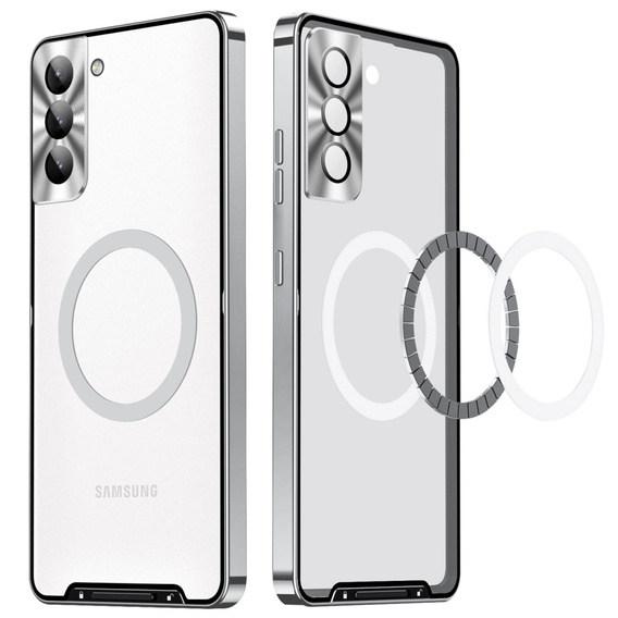 Kameravédő tok Samsung Galaxy S21 FE 5G, CamShield MagSafe, átlátszó / ezüst
