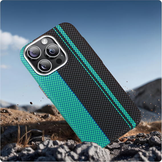 Tok iPhone 14 Pro, Carbon Fiber MagSafe, fekete / kék