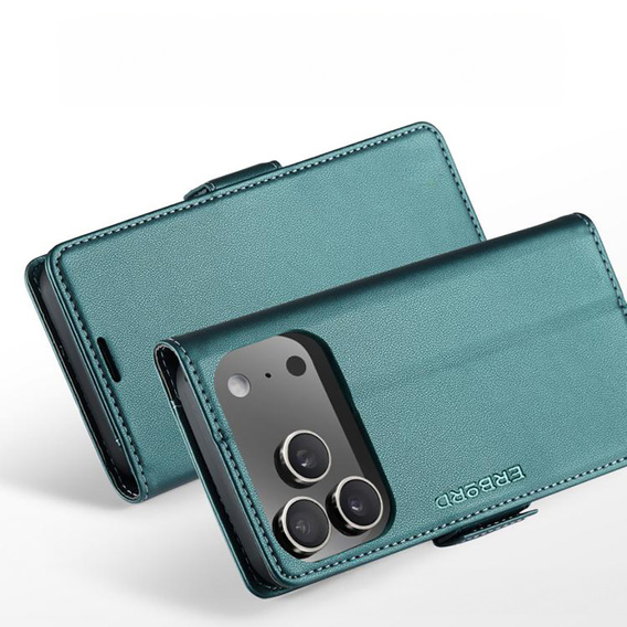 ERBORD Fényes Litchi - pénztárca tok patenttal iPhone 17 Pro Max készülékhez