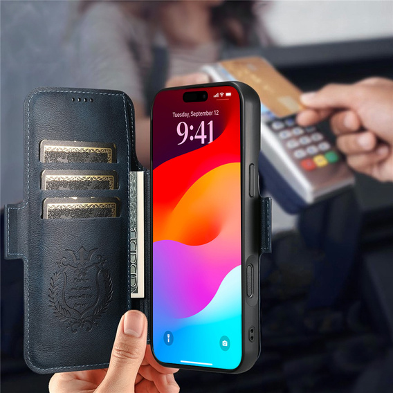 2 az 1-ben flip tok iPhone 17 Pro Max készülékhez, SUTENI, MagSafe-hoz, kék